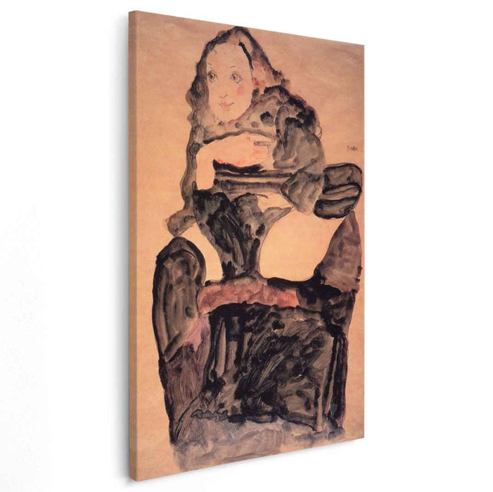 Seated Girl with Raised Left Leg (1911) by Egon Schiele