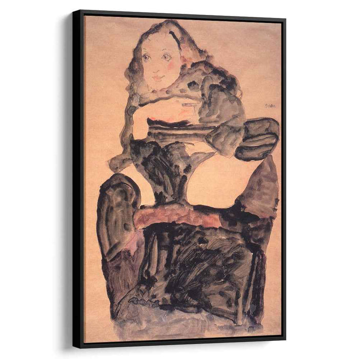 Seated Girl with Raised Left Leg (1911) by Egon Schiele