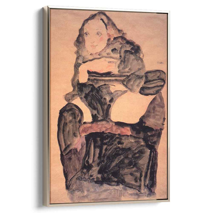 Seated Girl with Raised Left Leg (1911) by Egon Schiele