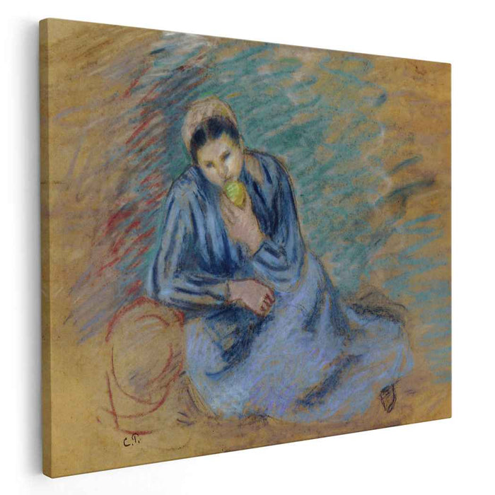 Seated Peasant Woman Crunching an Apple (1886) by Camille Pissarro