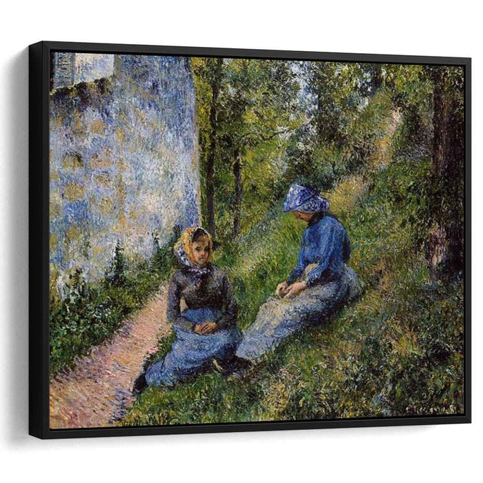 Seated Peasants, Sewing by Camille Pissarro
