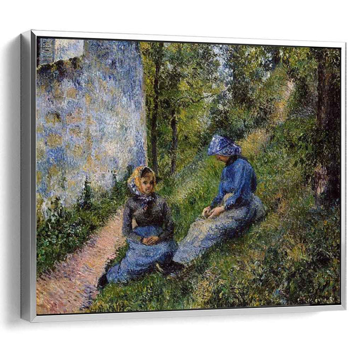 Seated Peasants, Sewing by Camille Pissarro