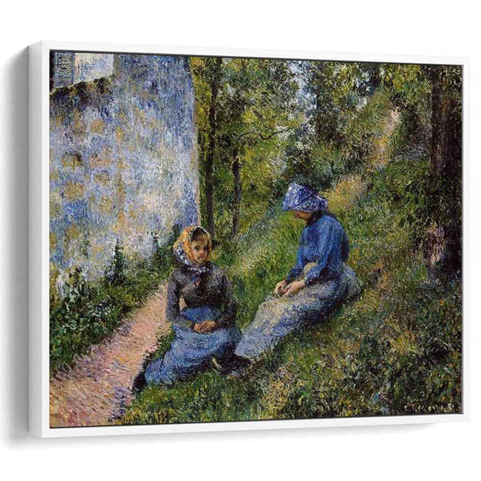 Seated Peasants, Sewing by Camille Pissarro