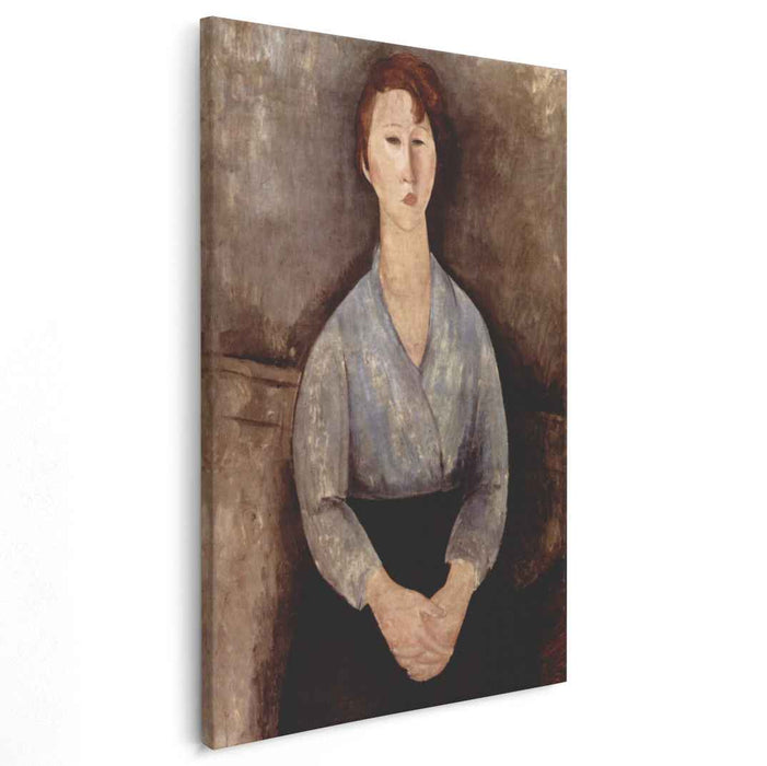 Seated woman weared in blue blouse (1919) by Amedeo Modigliani