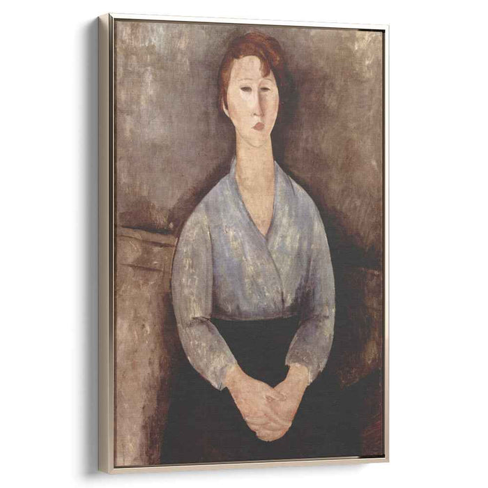 Seated woman weared in blue blouse (1919) by Amedeo Modigliani