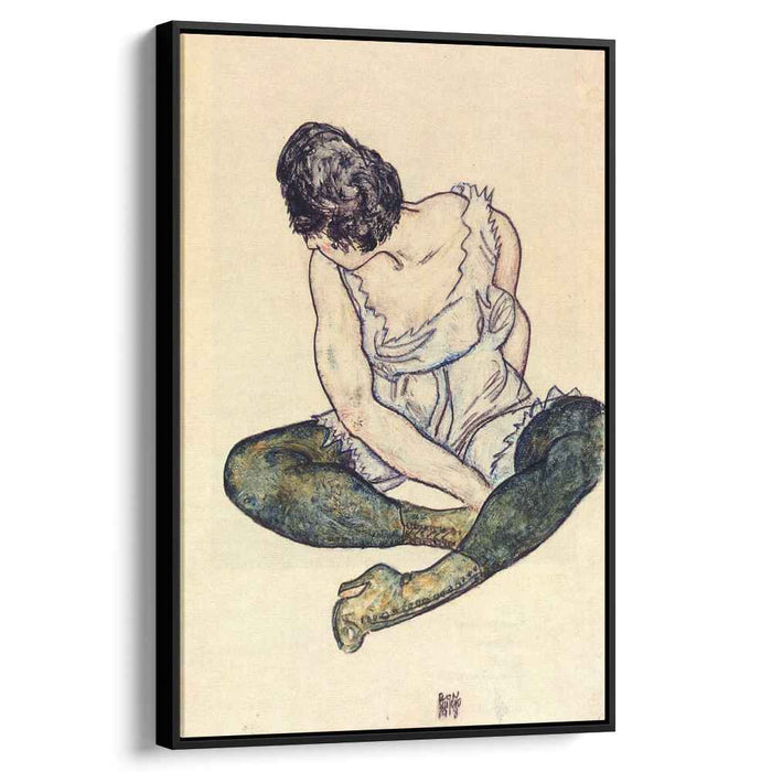Seated Woman with Green Stockings (1918) by Egon Schiele