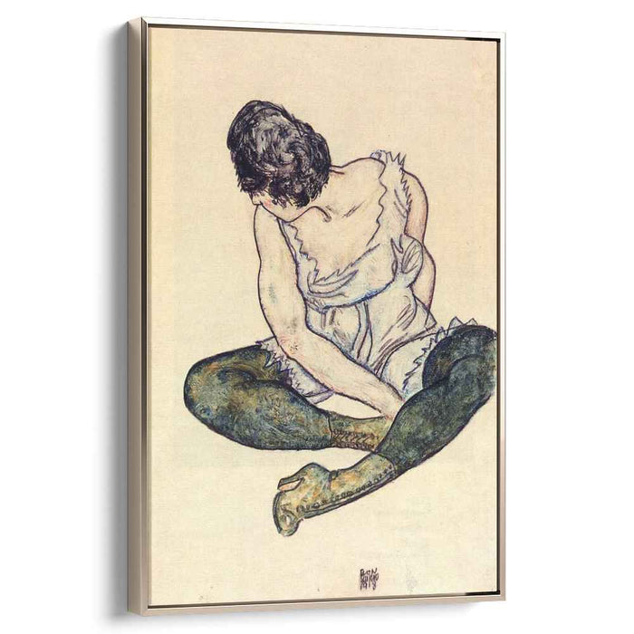 Seated Woman with Green Stockings (1918) by Egon Schiele