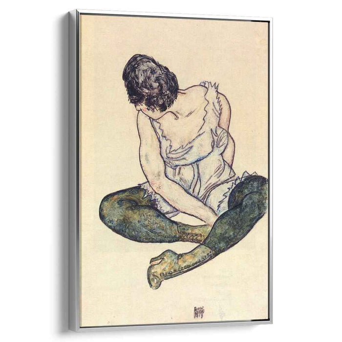 Seated Woman with Green Stockings (1918) by Egon Schiele