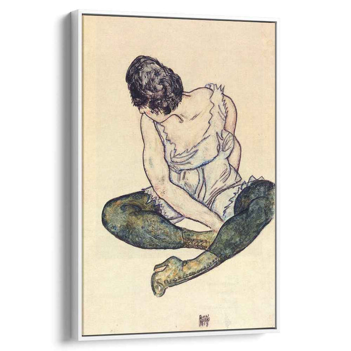 Seated Woman with Green Stockings (1918) by Egon Schiele