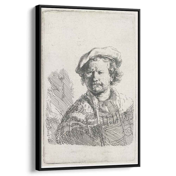 Self-portrait in a flat cap and embroidered dress (1642) by Rembrandt