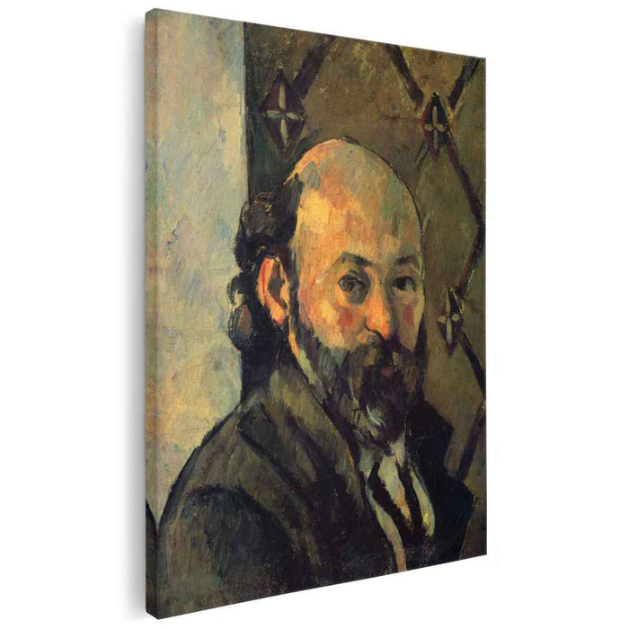 Self-portrait in front of olive wallpaper (1881) by Paul Cezanne