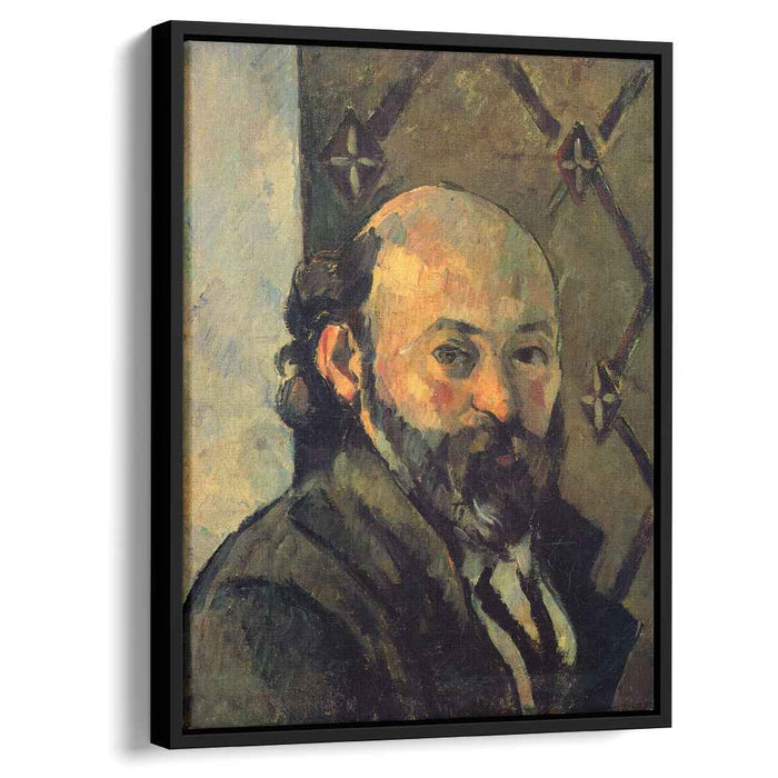Self-portrait in front of olive wallpaper (1881) by Paul Cezanne