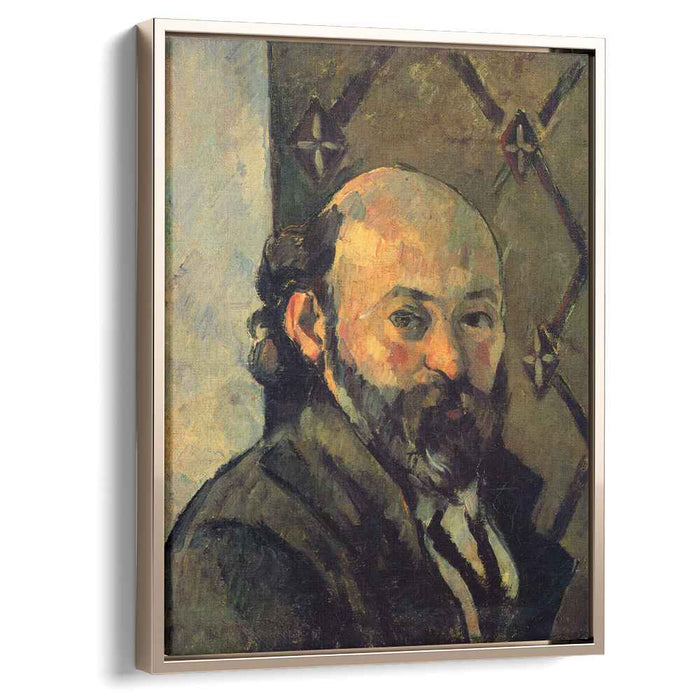 Self-portrait in front of olive wallpaper (1881) by Paul Cezanne