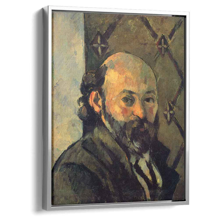 Self-portrait in front of olive wallpaper (1881) by Paul Cezanne