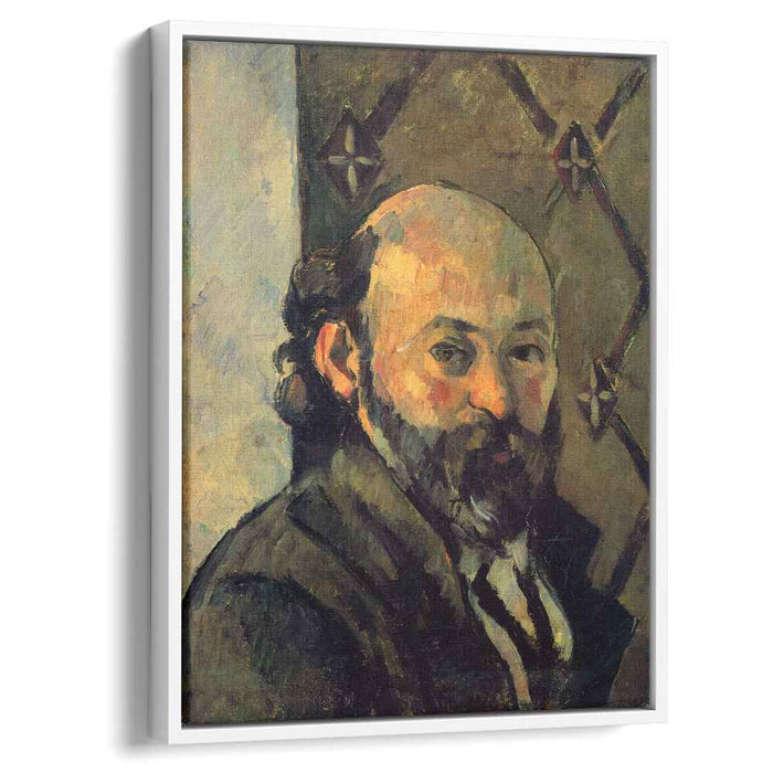 Self-portrait in front of olive wallpaper (1881) by Paul Cezanne