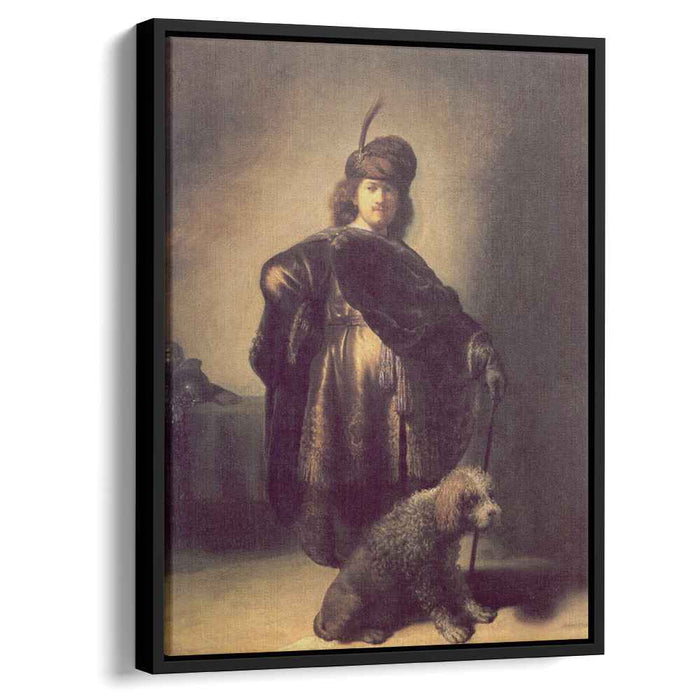 Self-portrait in oriental attire with poodle (1631) by Rembrandt