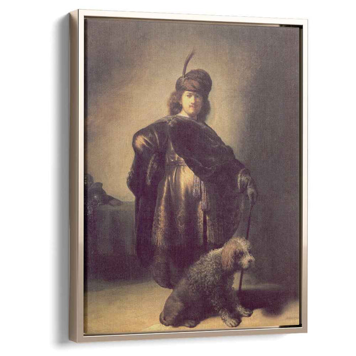 Self-portrait in oriental attire with poodle (1631) by Rembrandt