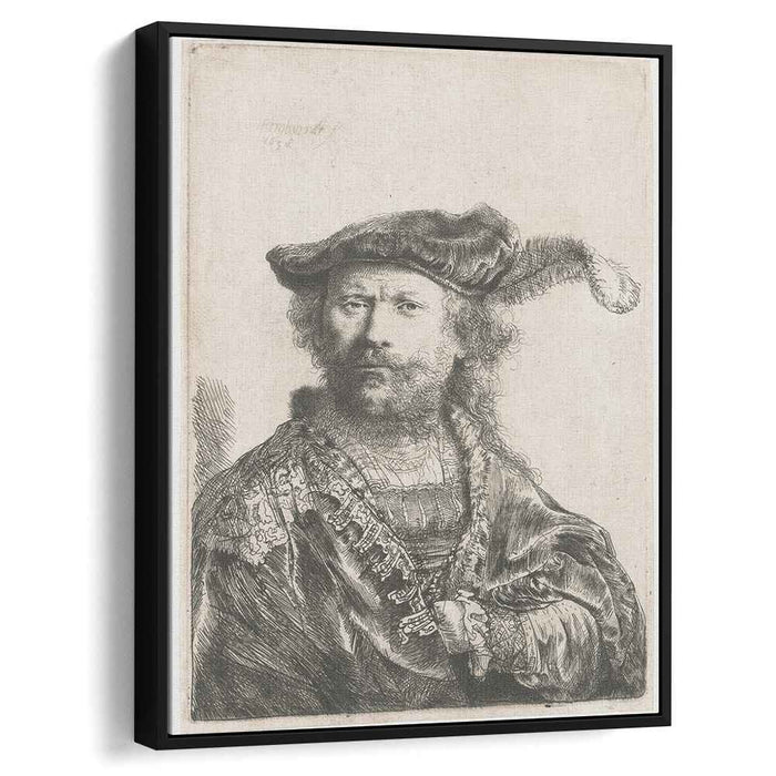 Self-portrait in velvet cap and plume (1638) by Rembrandt