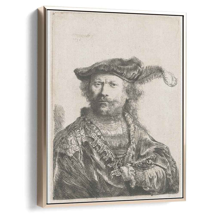 Self-portrait in velvet cap and plume (1638) by Rembrandt