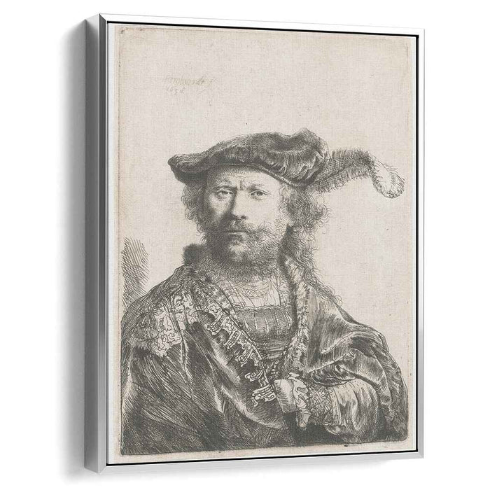 Self-portrait in velvet cap and plume (1638) by Rembrandt