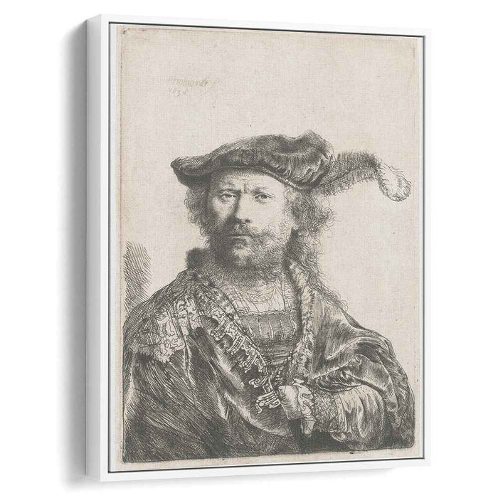 Self-portrait in velvet cap and plume (1638) by Rembrandt