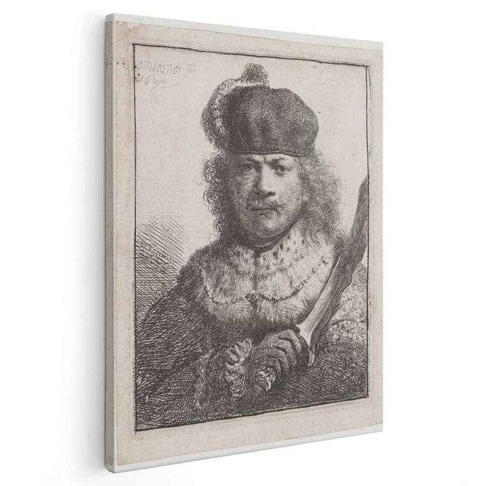 Self-portrait with raised sabre (1634) by Rembrandt