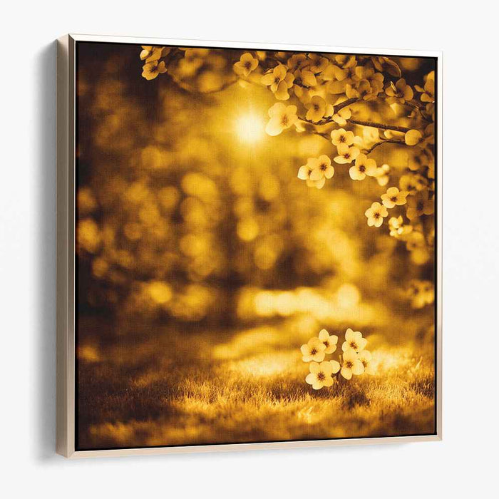 Dreamy Grove Sunlight: Sunlit Blossoms in a Dreamlike Grove Canvas Art Print