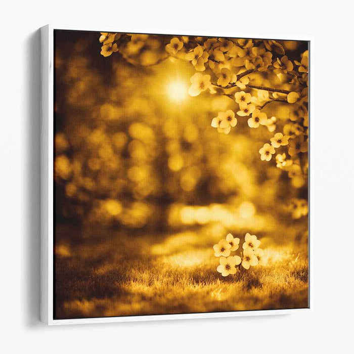 Dreamy Grove Sunlight: Sunlit Blossoms in a Dreamlike Grove Canvas Art Print