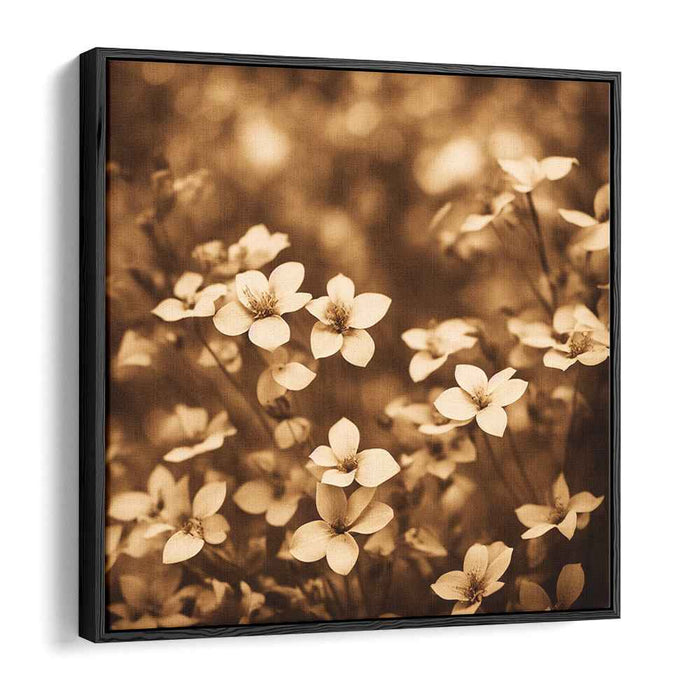 Vintage Botanical Blooms: Sepia-Toned Floral Canvas Art Print