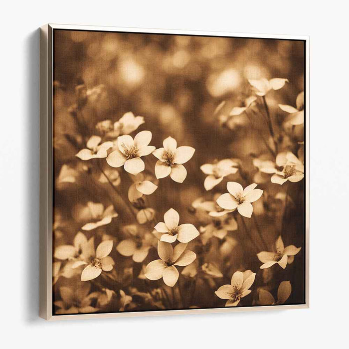 Vintage Botanical Blooms: Sepia-Toned Floral Canvas Art Print