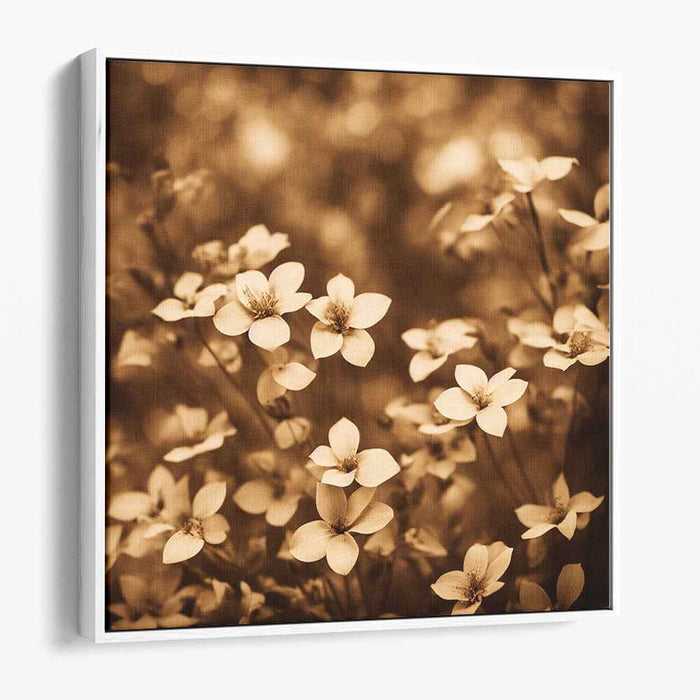 Vintage Botanical Blooms: Sepia-Toned Floral Canvas Art Print