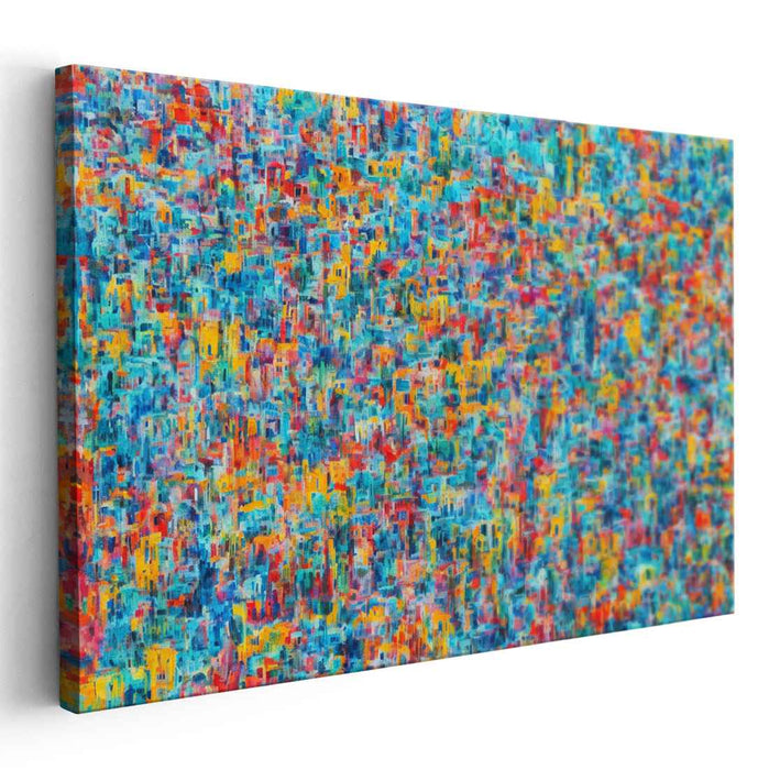 Vivid Turquoise Rhapsody: Abstract Expressionist Turquoise and Red Canvas Art Print