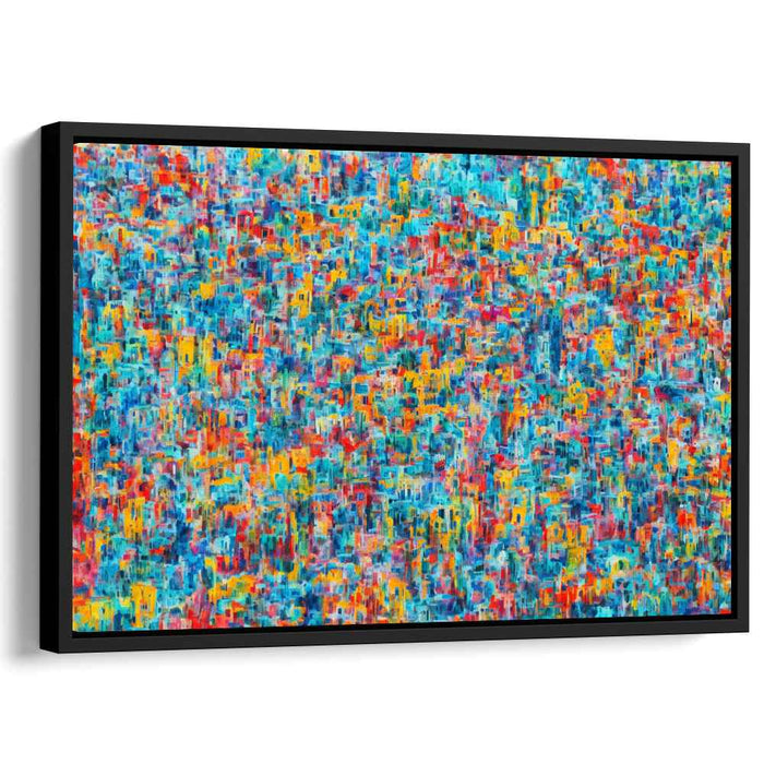 Vivid Turquoise Rhapsody: Abstract Expressionist Turquoise and Red Canvas Art Print