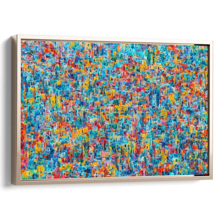 Vivid Turquoise Rhapsody: Abstract Expressionist Turquoise and Red Canvas Art Print