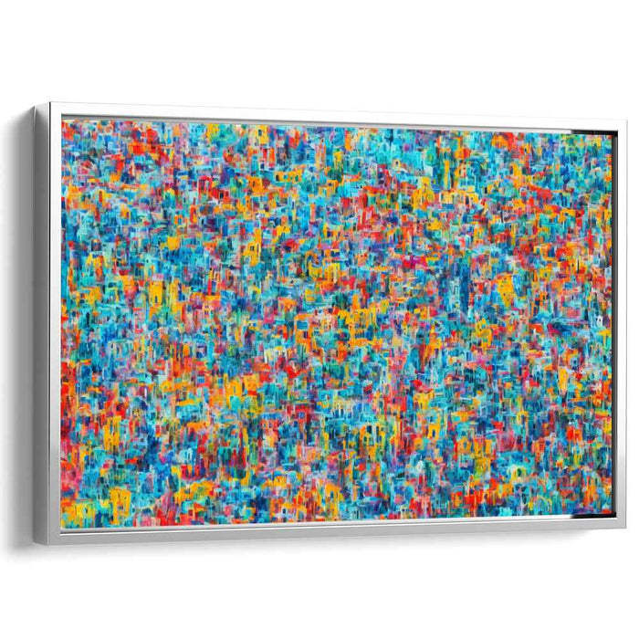 Vivid Turquoise Rhapsody: Abstract Expressionist Turquoise and Red Canvas Art Print