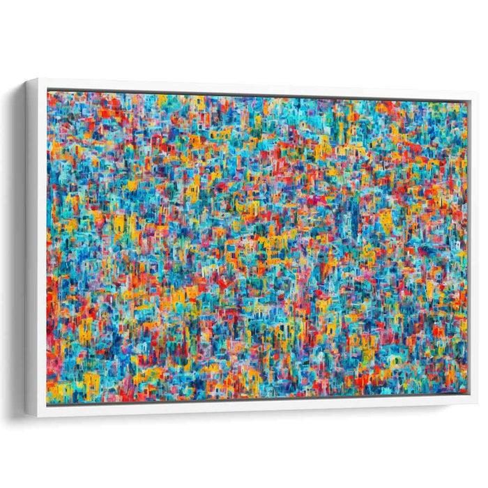 Vivid Turquoise Rhapsody: Abstract Expressionist Turquoise and Red Canvas Art Print
