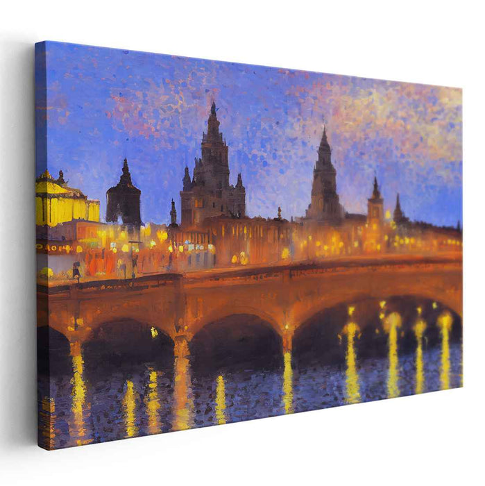 Brushstroke Echoes: Impressionist Cathedral and Bridge Canvas Art