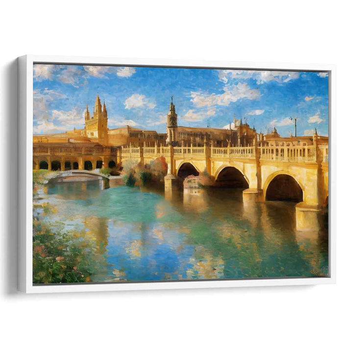 Midnight Symphony Over Cobblestones: Majestic European Cityscape Canvas Art Print