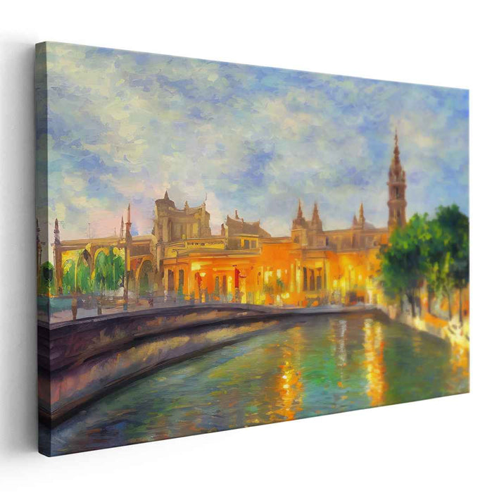 Evening Serenity: Impressionist Cityscape Canvas Art Print