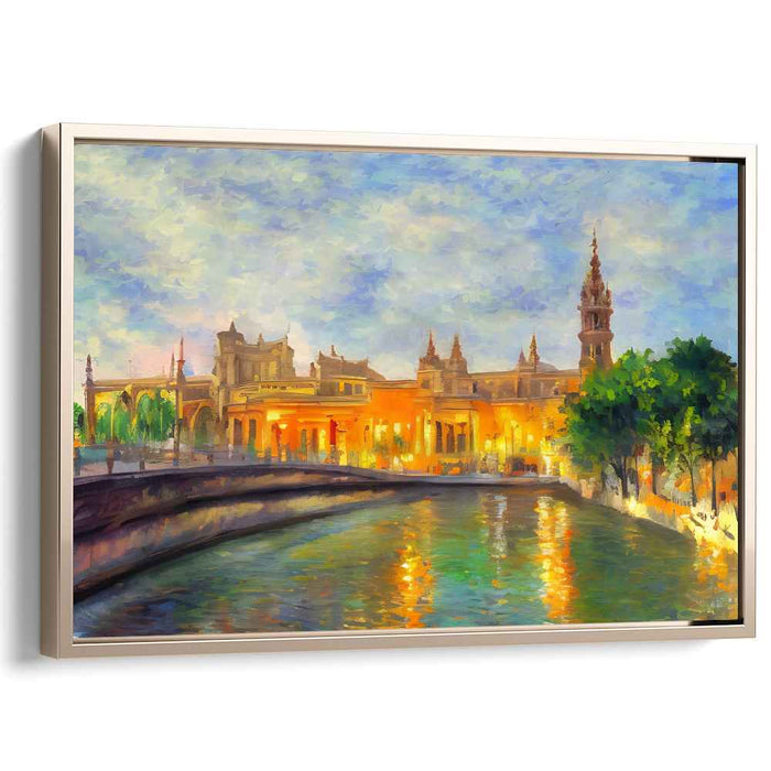 Evening Serenity: Impressionist Cityscape Canvas Art Print