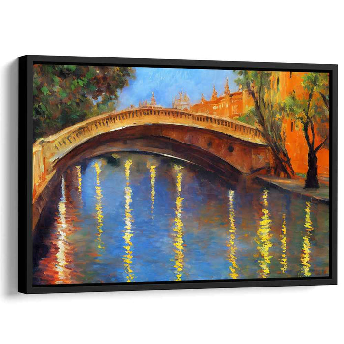 Whispers Of Watercolors: Impressionist Canal Bridge Canvas Art Print