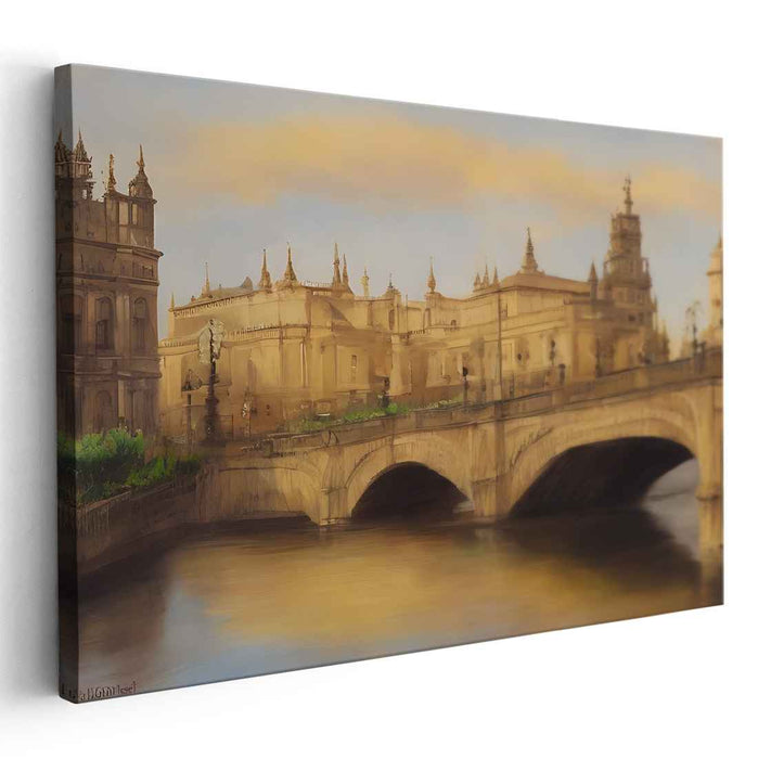 Cobblestone Echoes: Timeless European Cityscape Canvas Art Print