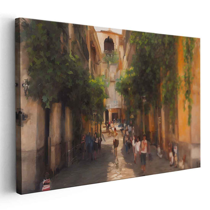 Urban Sunshine Symphony: A Warm Summer Day in the City Canvas Art Print