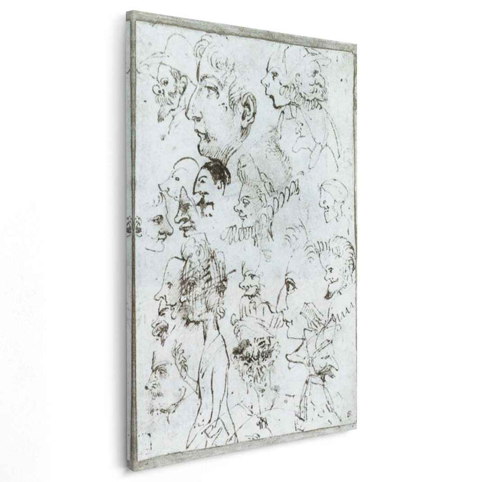 Sheet of caricatures (1595) by Annibale Carracci