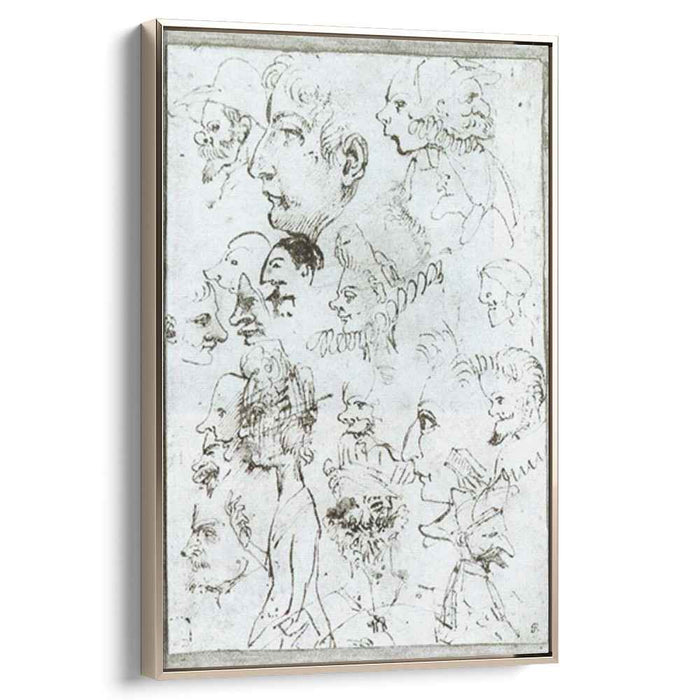 Sheet of caricatures (1595) by Annibale Carracci