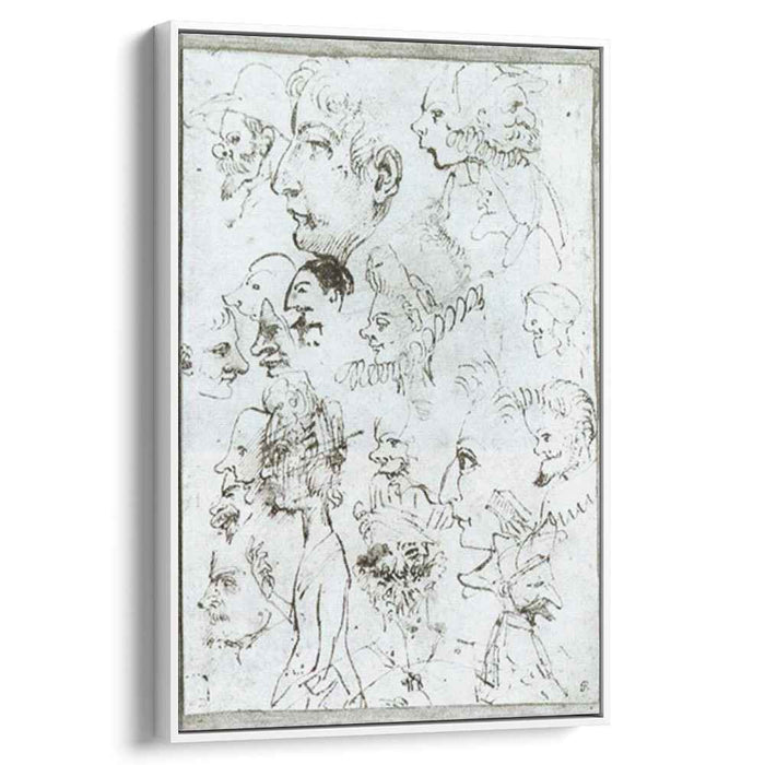 Sheet of caricatures (1595) by Annibale Carracci