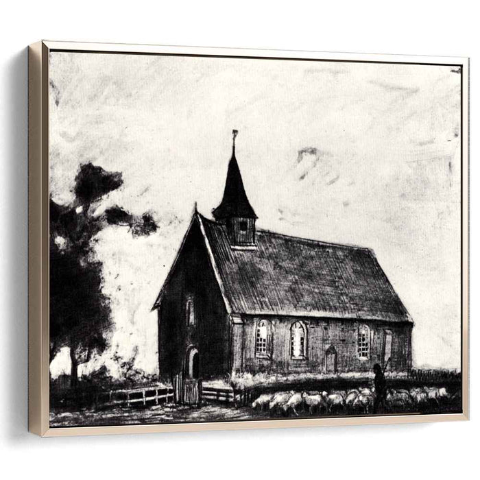 Shepherd with Flock near a Little Church at Zweeloo (1883) by Vincent van Gogh