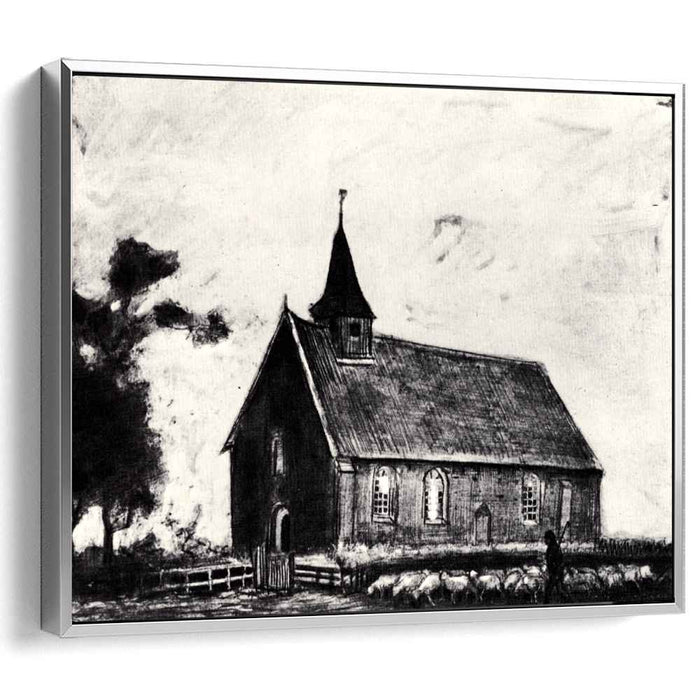 Shepherd with Flock near a Little Church at Zweeloo (1883) by Vincent van Gogh