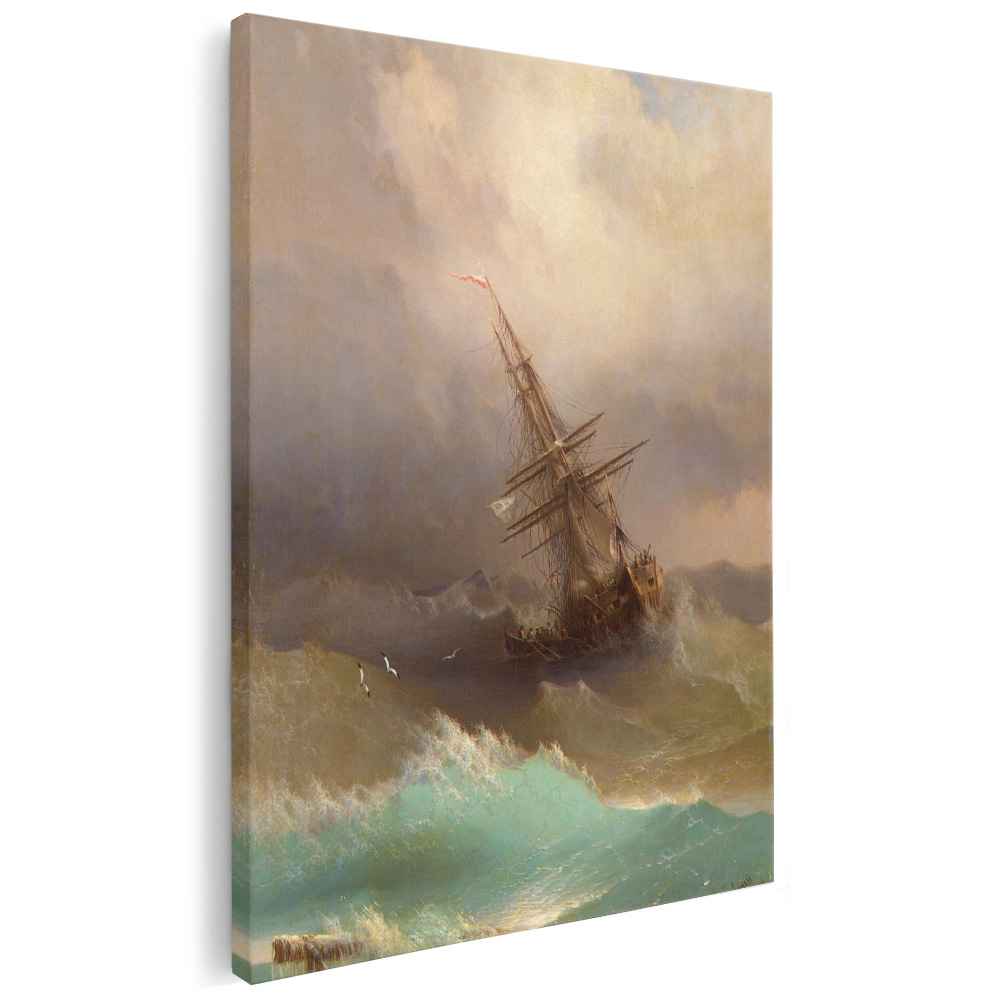 Ship in the Stormy Sea (1887) by Ivan Aivazovsky - Canvas Artwork