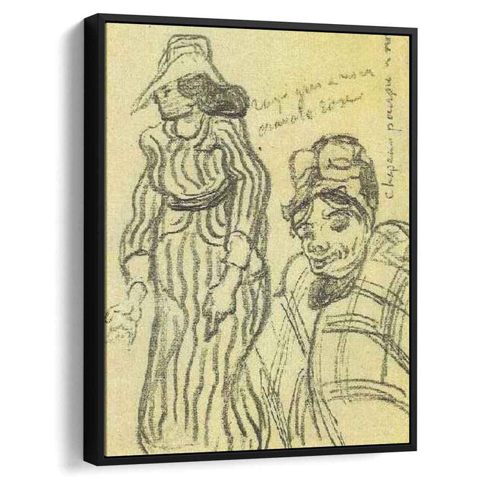 Sketch of a Lady with Striped Dress and Hat and of Another Lady, Half-Figure by Vincent van Gogh